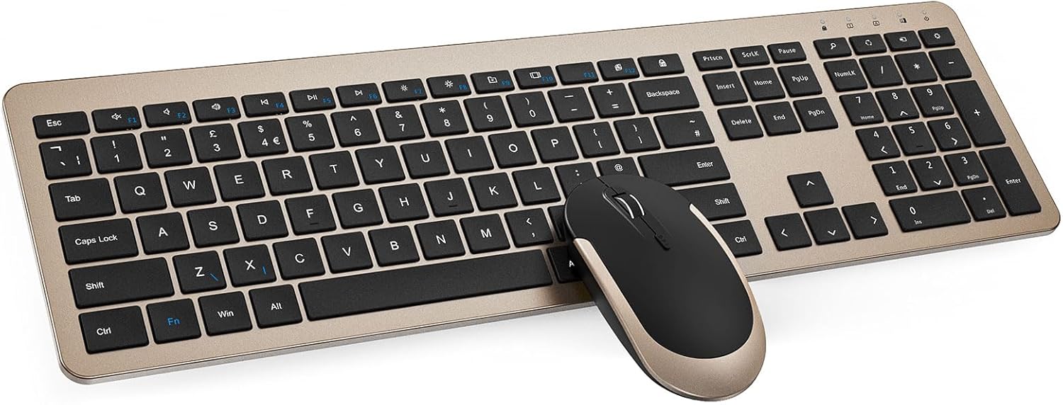 Wireless Keyboard and Mouse Set, seenda Ultra Slim Quiet USB Wireless Keyboard a...