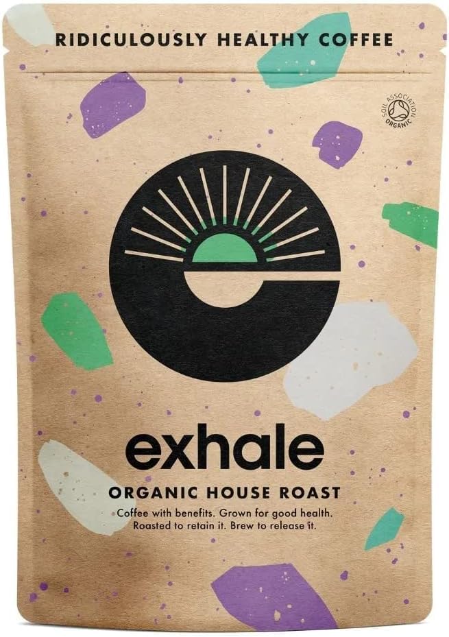 EXHALE Organic Wholebean Coffee - NEW LARGE 450G PACK - Mycotoxin Free & Suitabl...