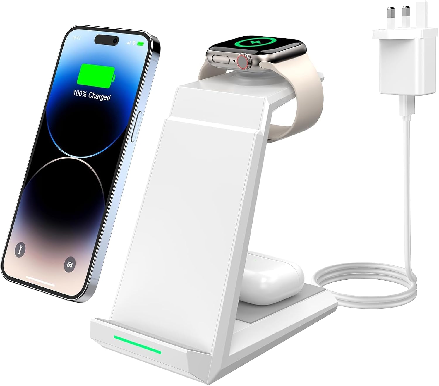 Wireless Charger 3 in 1 - ADADPU 15W Fast Charging Station for Apple iWatch Seri...