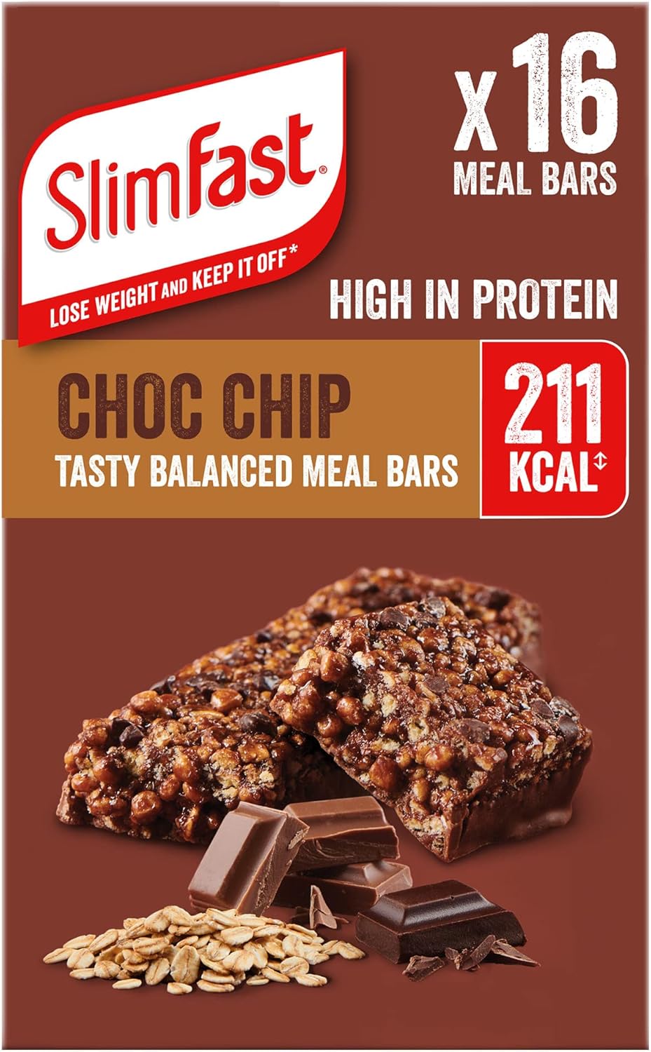 SlimFast Tasty Balanced Meal Bar, Low Calorie Replacement Bars for Weight Loss a...