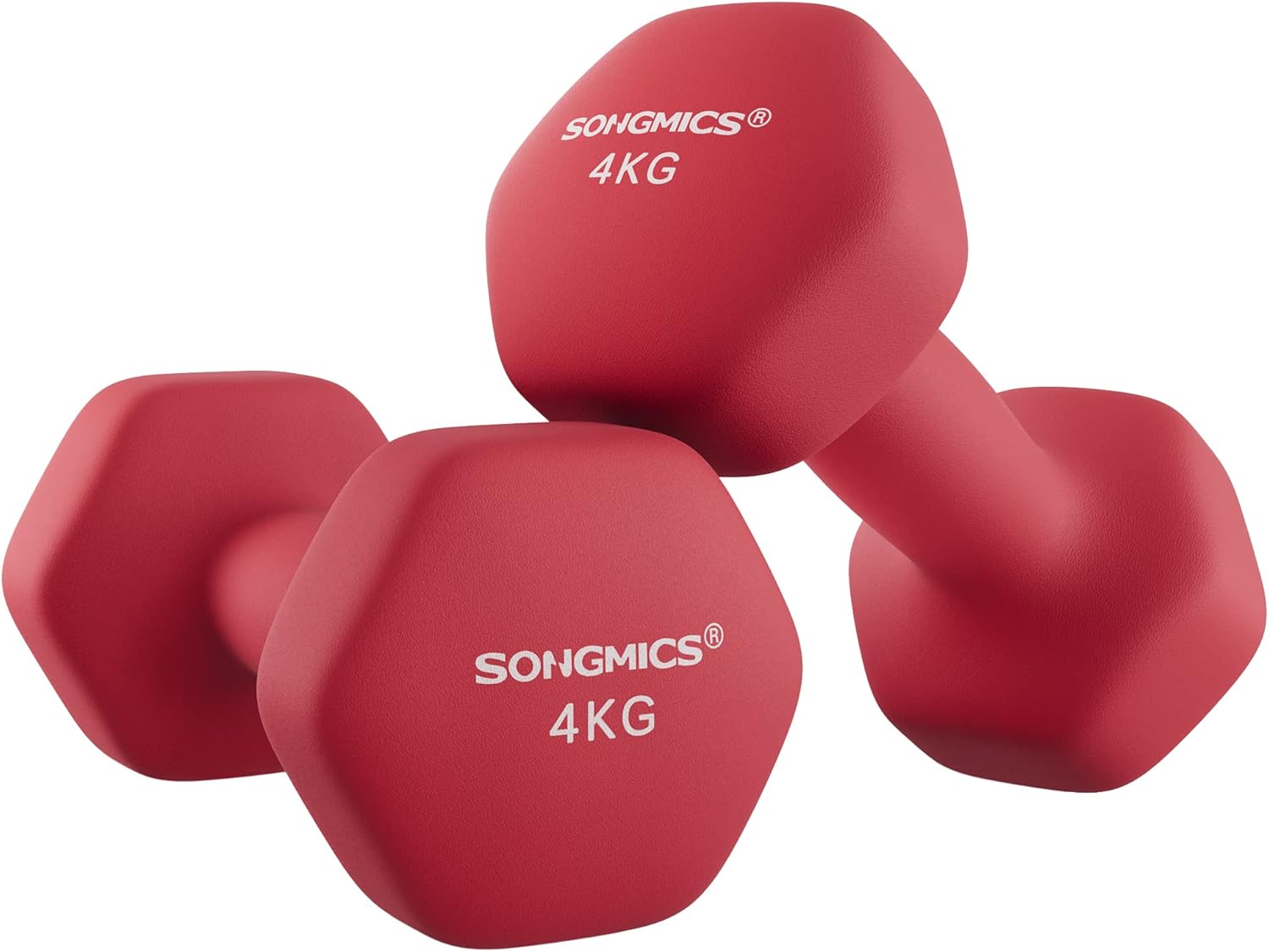 SONGMICS Dumbbells Set of 2 Dumbbells Hexagon Neoprene Coating Strength Training...