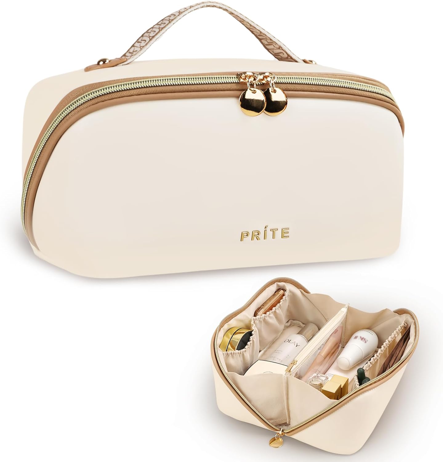 Prite Large Capacity Makeup Bag Portable Travel Cosmetic Bag Waterproof Toiletry...