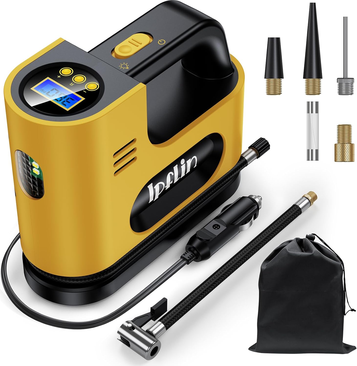 Ipflin Tyre Inflator Air Compressor-12V DC,Digital Car Tyre Pump 150 PSI, Preset...