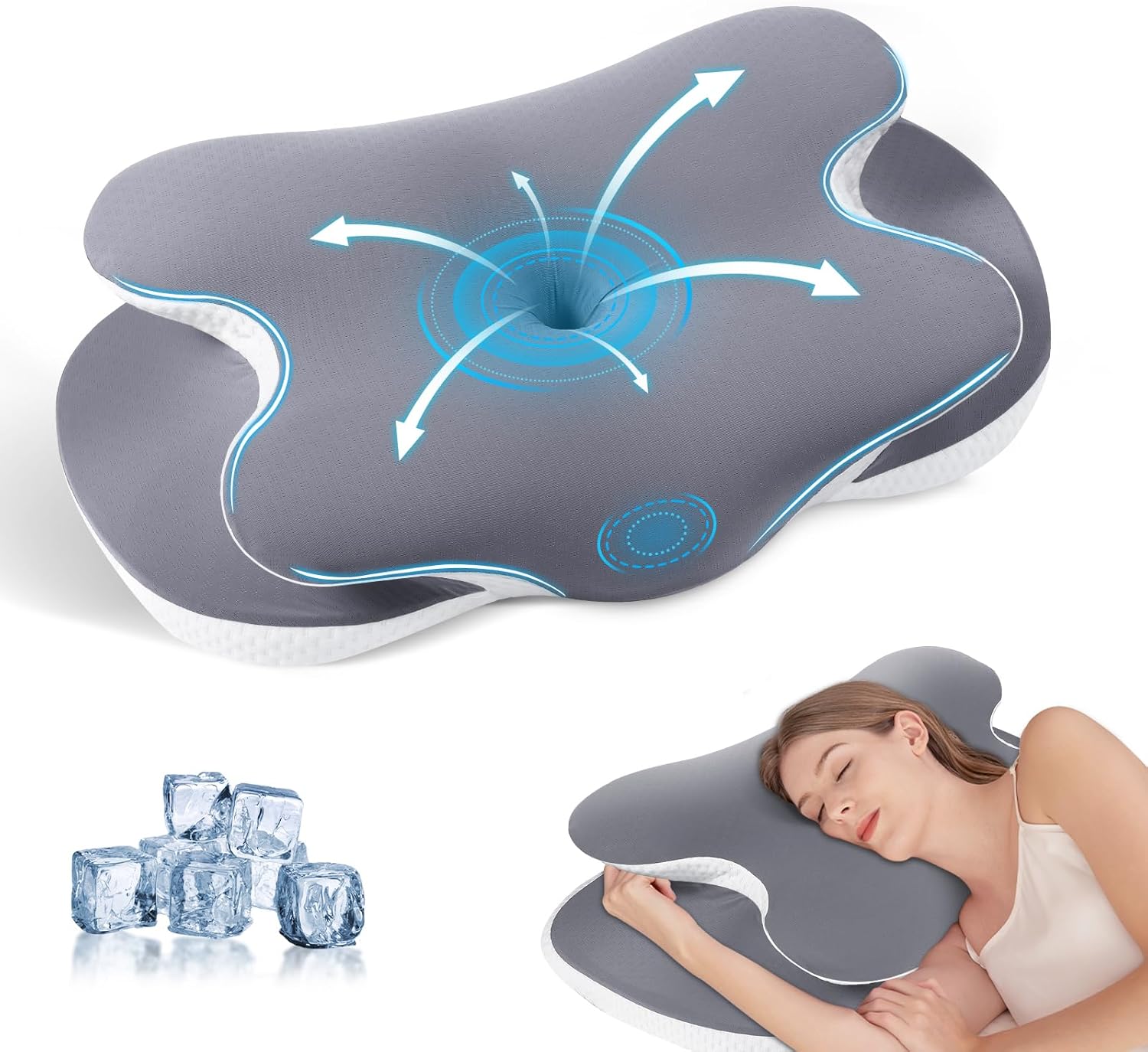 JINXIA Memory Foam Pillow for Neck and Shoulder Pain, Cervical Pillow with Cooli...