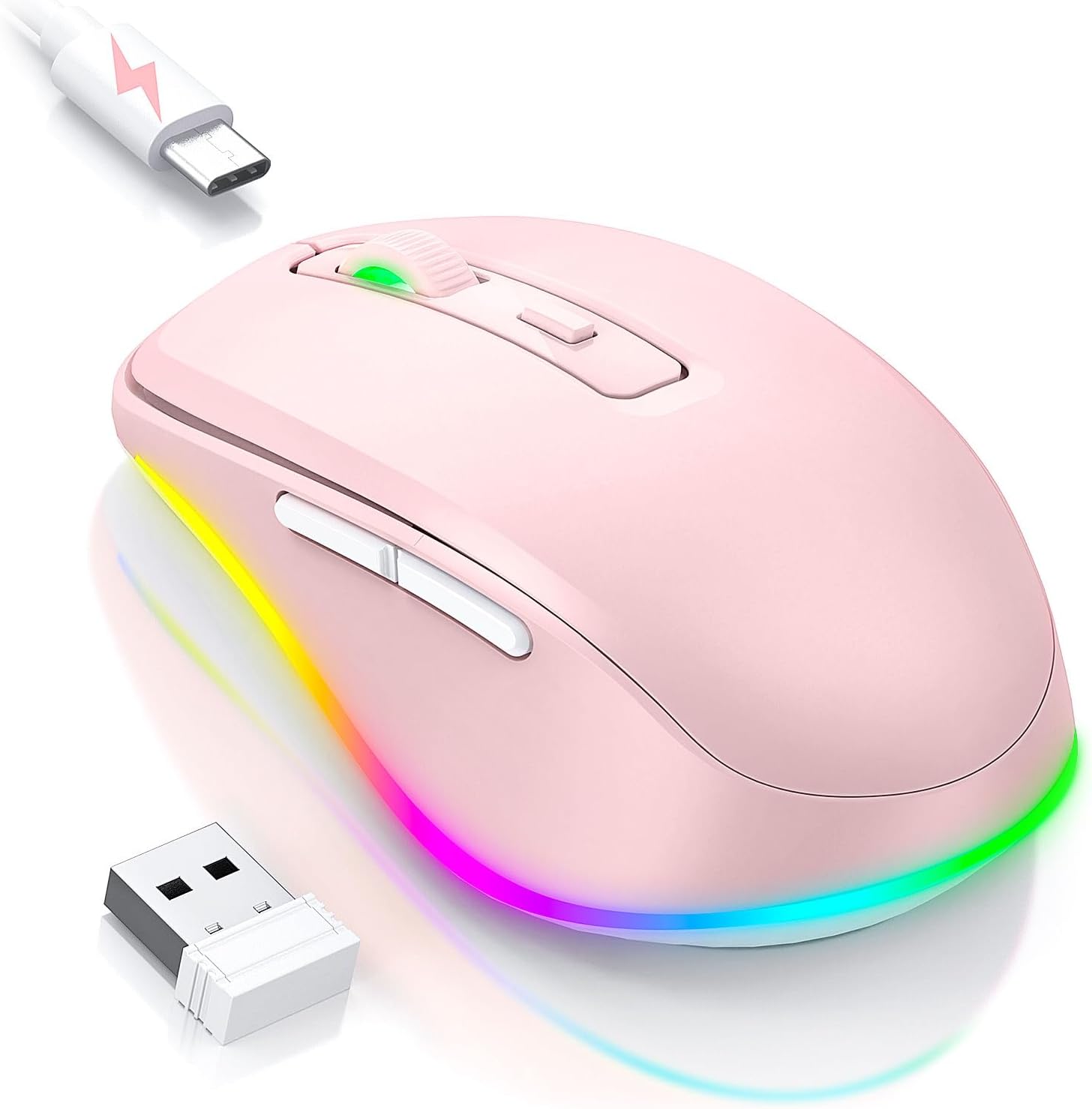 Seenda Wireless Mouse, Rechargeable Light Up LED Mouse for Laptop, 2.4G USB Sile...