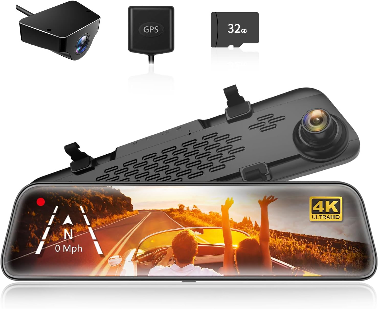 WOLFBOX G840S 12" 4K Mirror Dash Cam,Touch Screen Smart Rear View Mirror Camera,...
