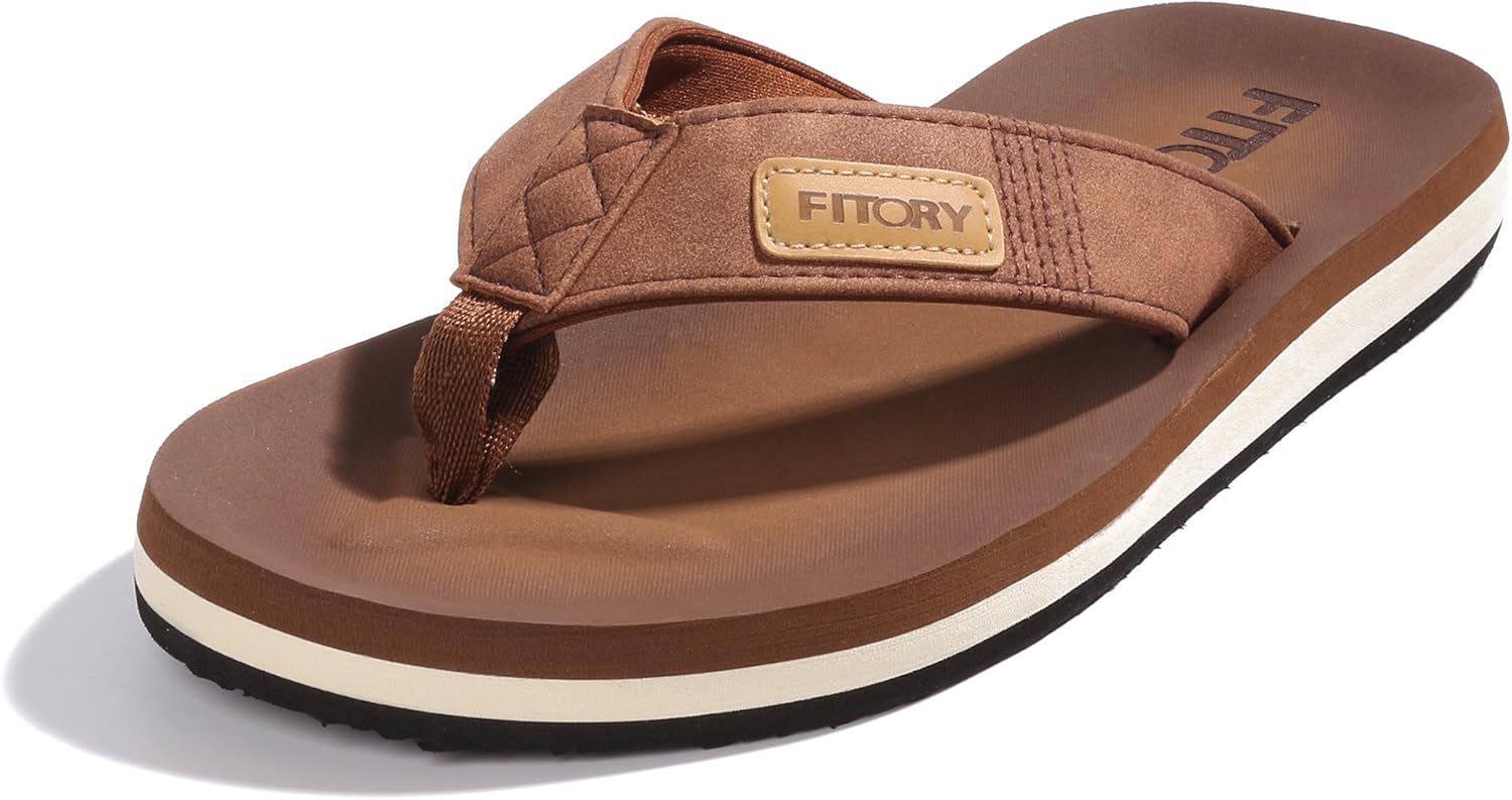FITORY Men's Sport Flip Flops, Comfort Thong with Arch Support Shoes Summer Outd...