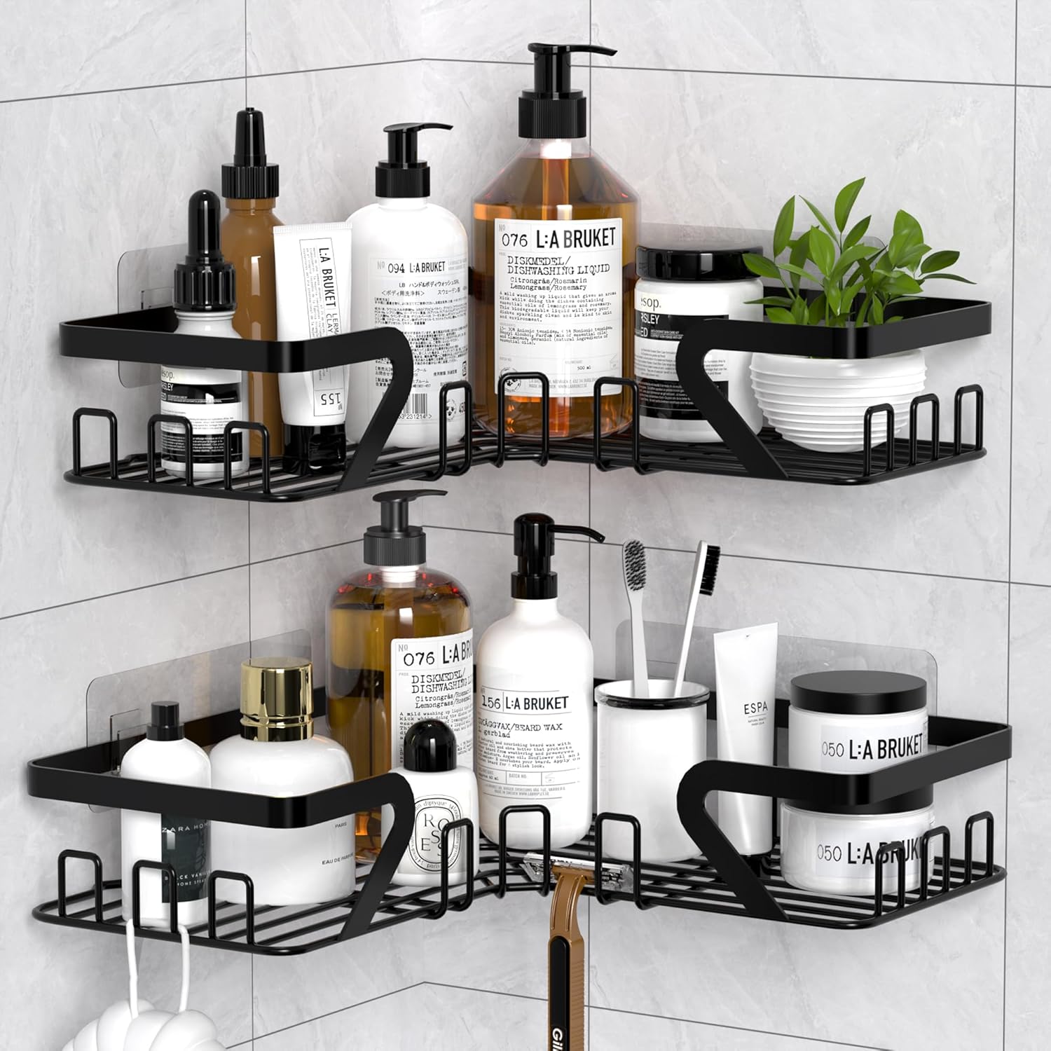 Kegii Corner Shower Caddy, Shower Corner Shelf, Shower Storage No Drilling, Adhe...