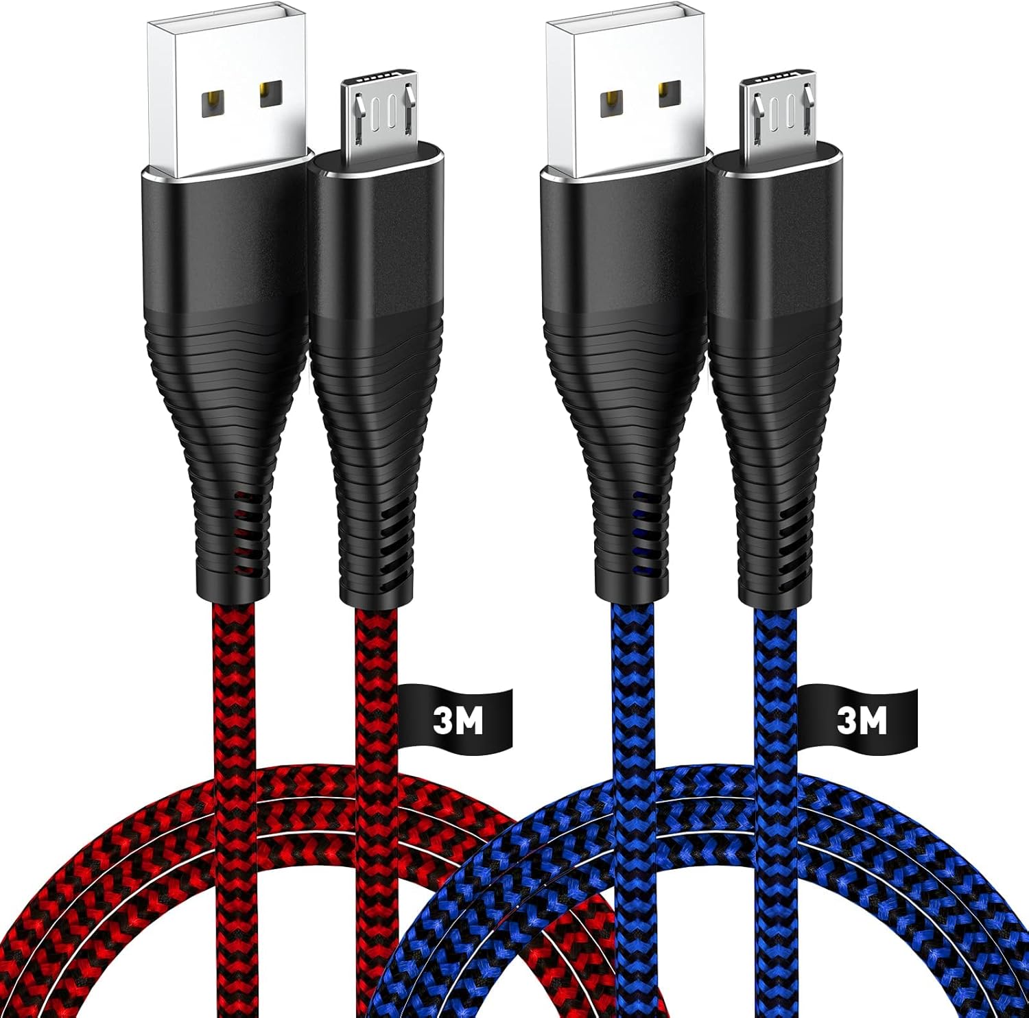 HUNYYN PS4 Controller Charger Cable 2 Pack, Extra Long 3M Micro USB Wire Lead fo...