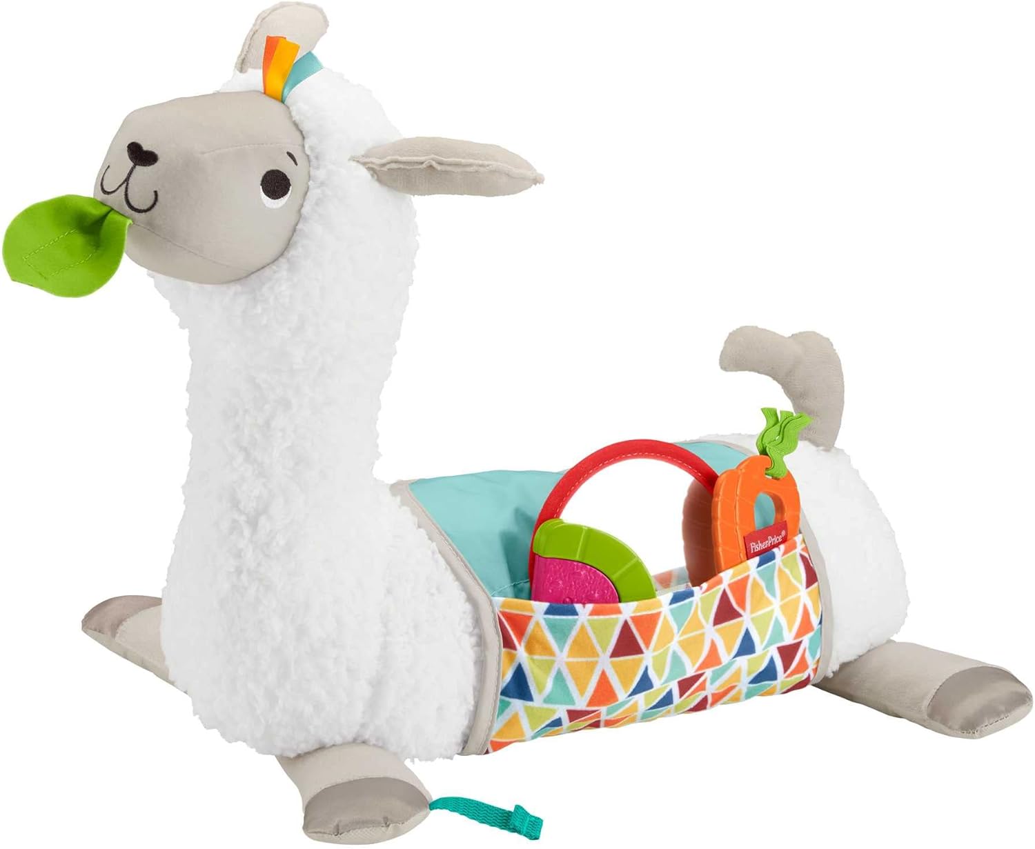 Fisher-Price Tummy Time Llama Plush, Grow-with-Me Baby Toy with Rattle, Mirror &...