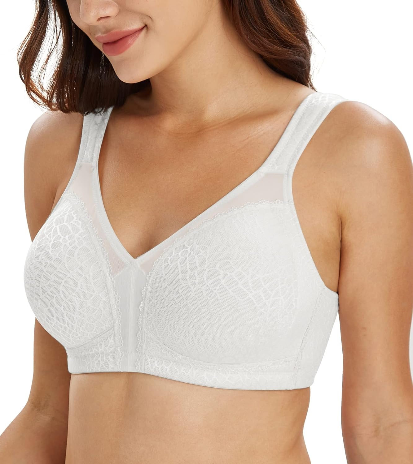 Lemorosy Full Coverage Non Padded Wireless Minimizer Bra Women's Plus Size Under...