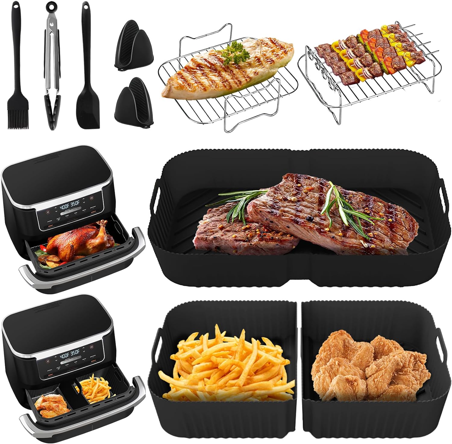 Silicone Air Fryer Liner, Special Air Fryer Accessories for Ninja Foodi Flexdraw...