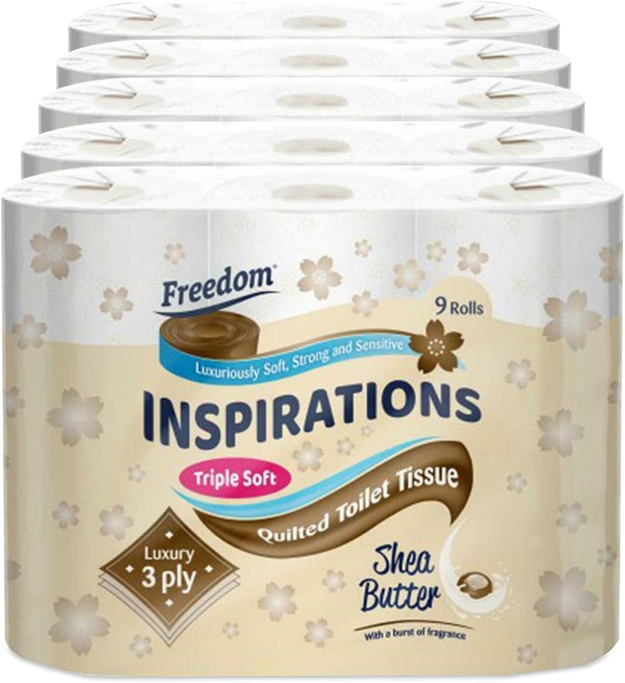 Freedom Inspirations Luxury 3Ply Toilet Roll - 45 Quilted Shea Butter Triple Sof...