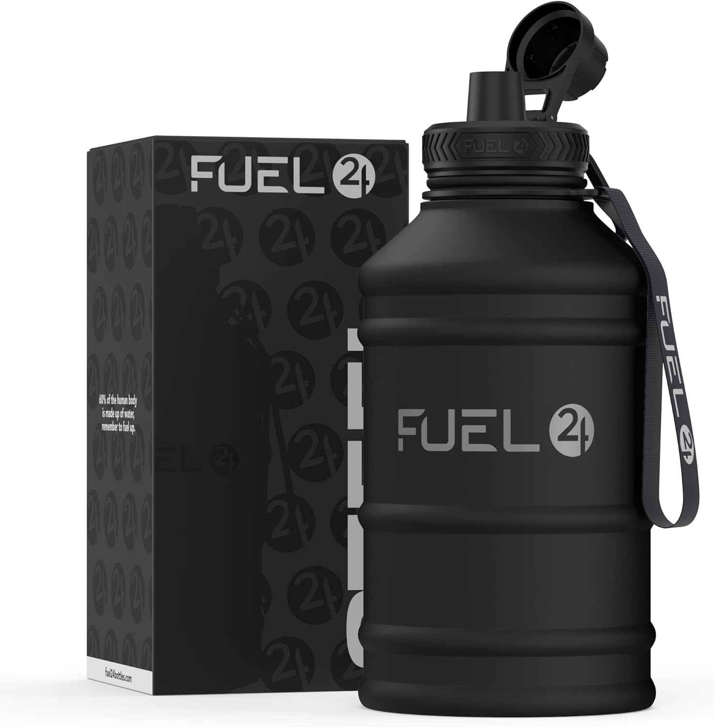Fuel24 Stainless Steel Jug - 1.3 or 2.2 Litre Water Bottle - Extra Strong, BPA F...