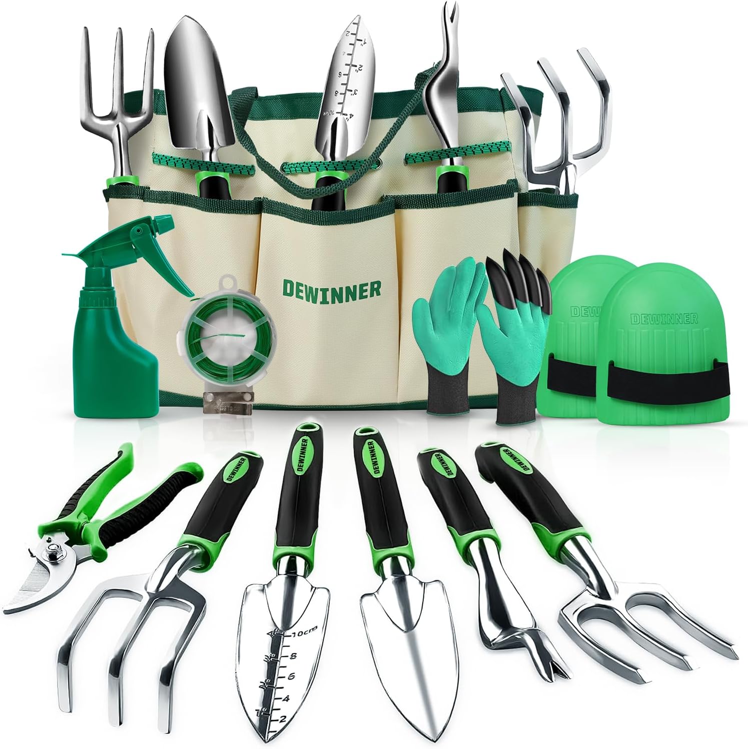 DEWINNER 11 PCS Garden Tools Set, Aluminium Gardening Sets with Gardening Tool B...