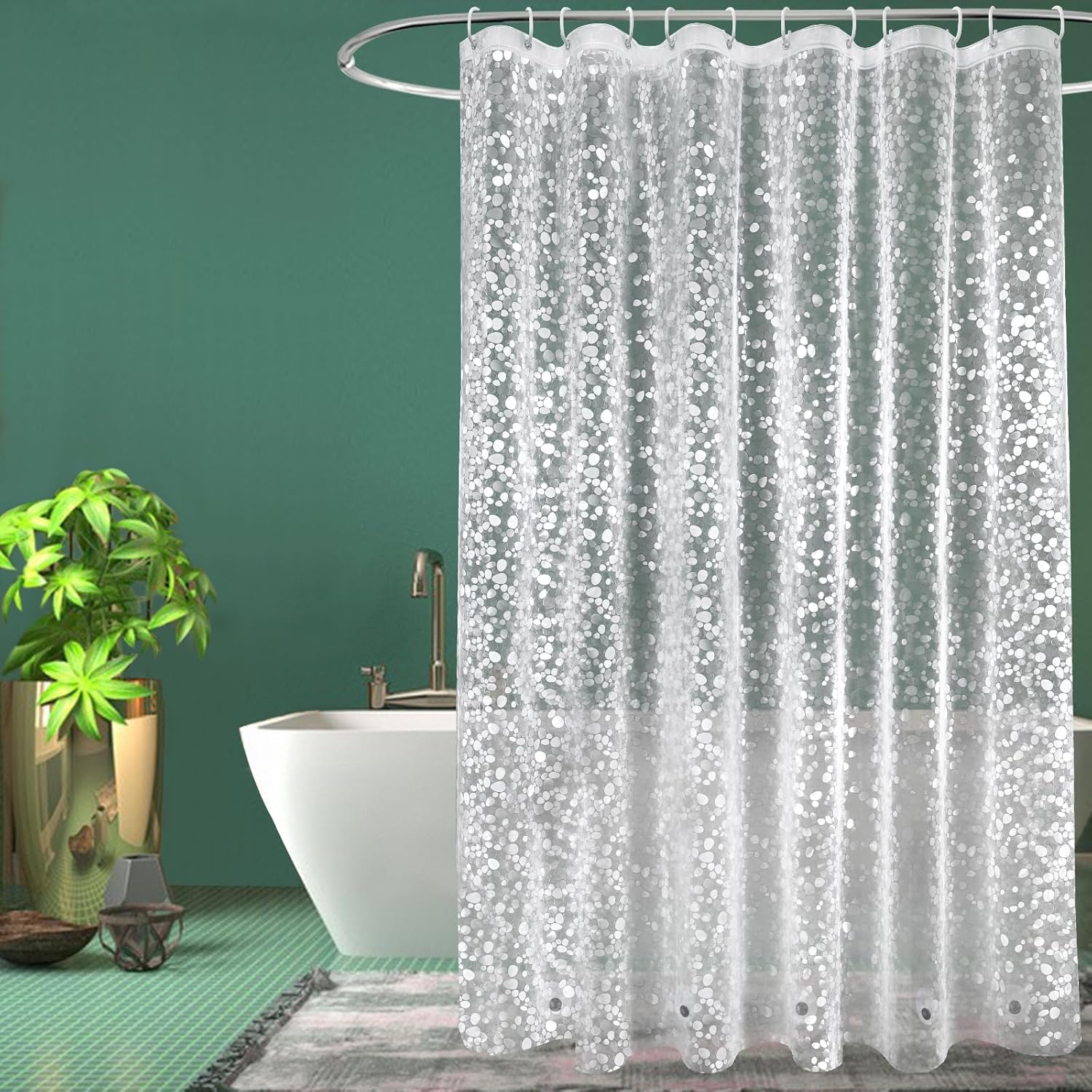 Shower Curtains Mould Proof Resistant, EVA Waterproof Heavy Duty Bathroom Curtai...