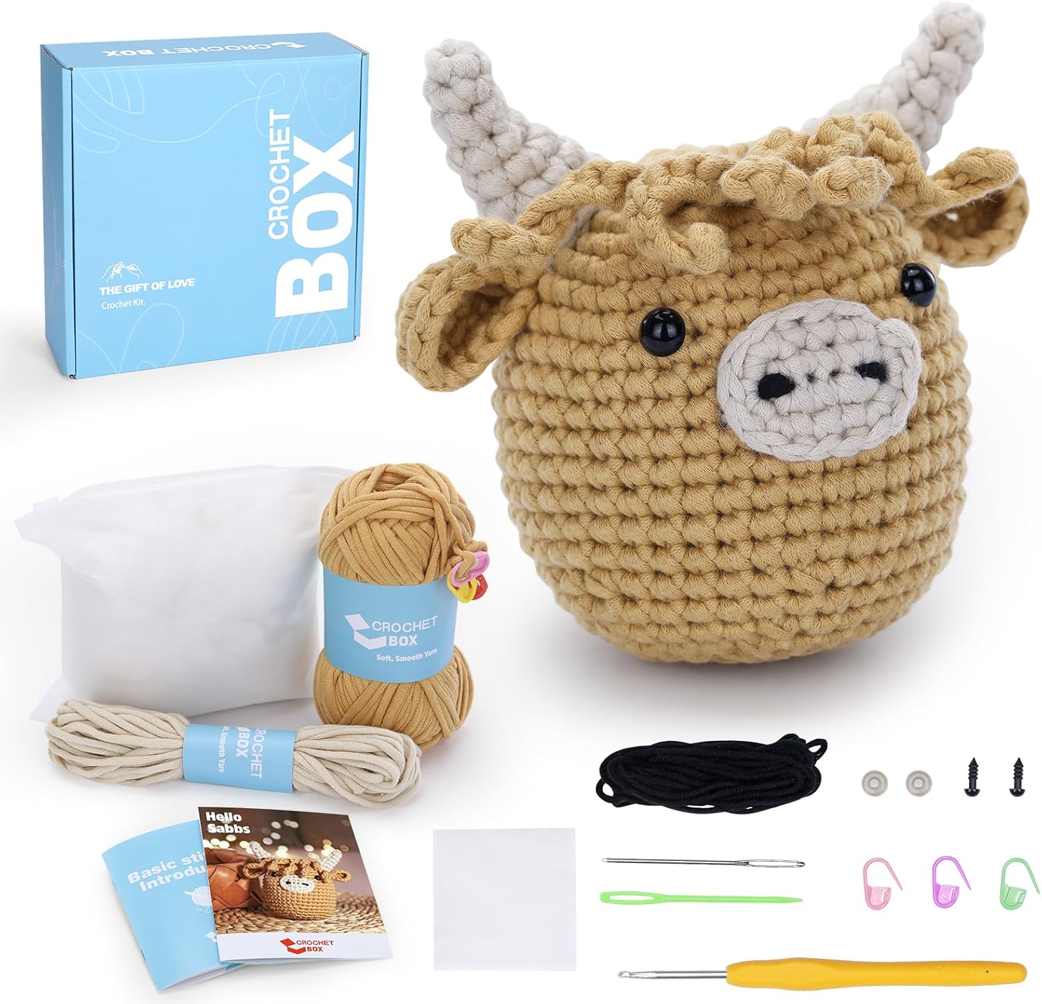 Crochet Box Complete Crochet Kit for Beginners - Highland Cow Crochet Kit, Inclu...