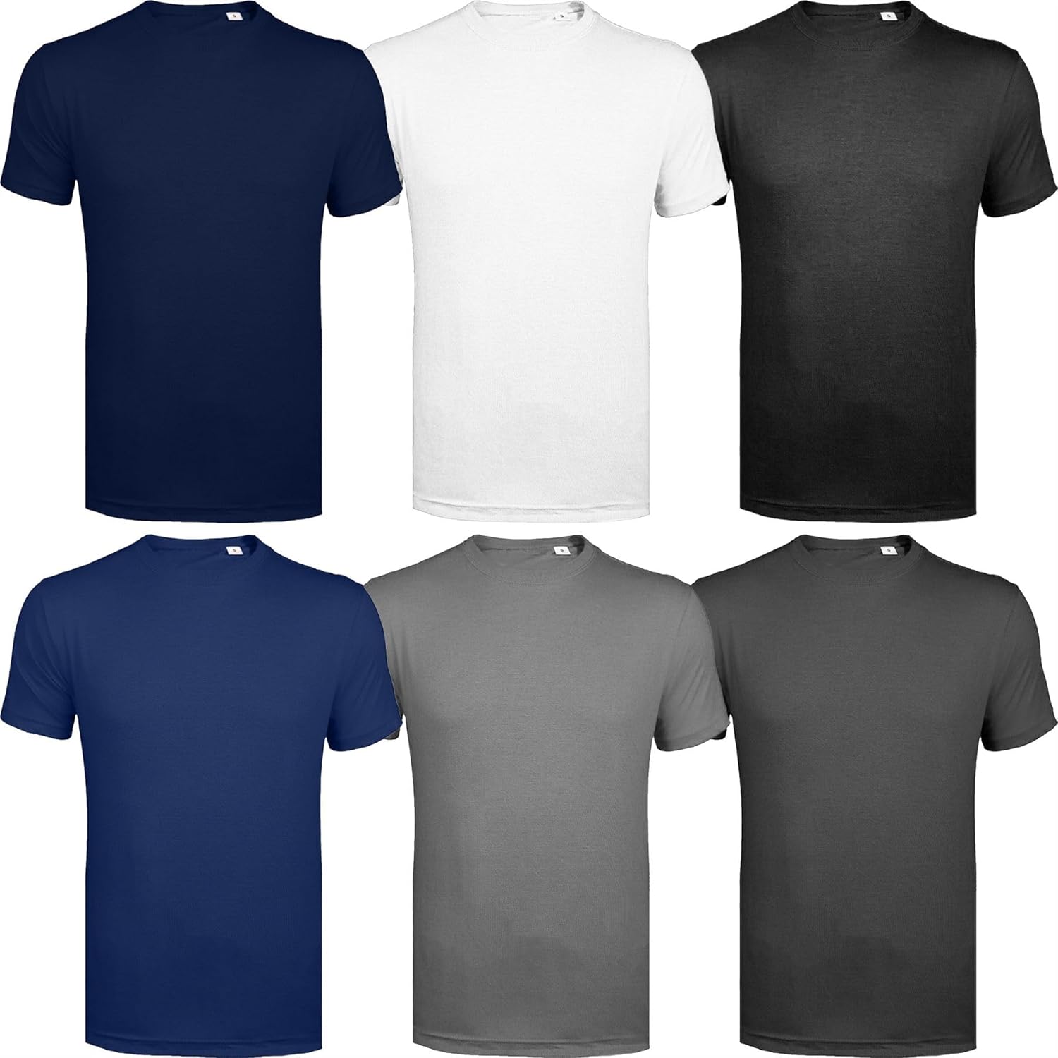 Men's 6 Pack Assorted Crew Neck Short Sleeve T-Shirt Blank Tee in Multi-Top Colo...