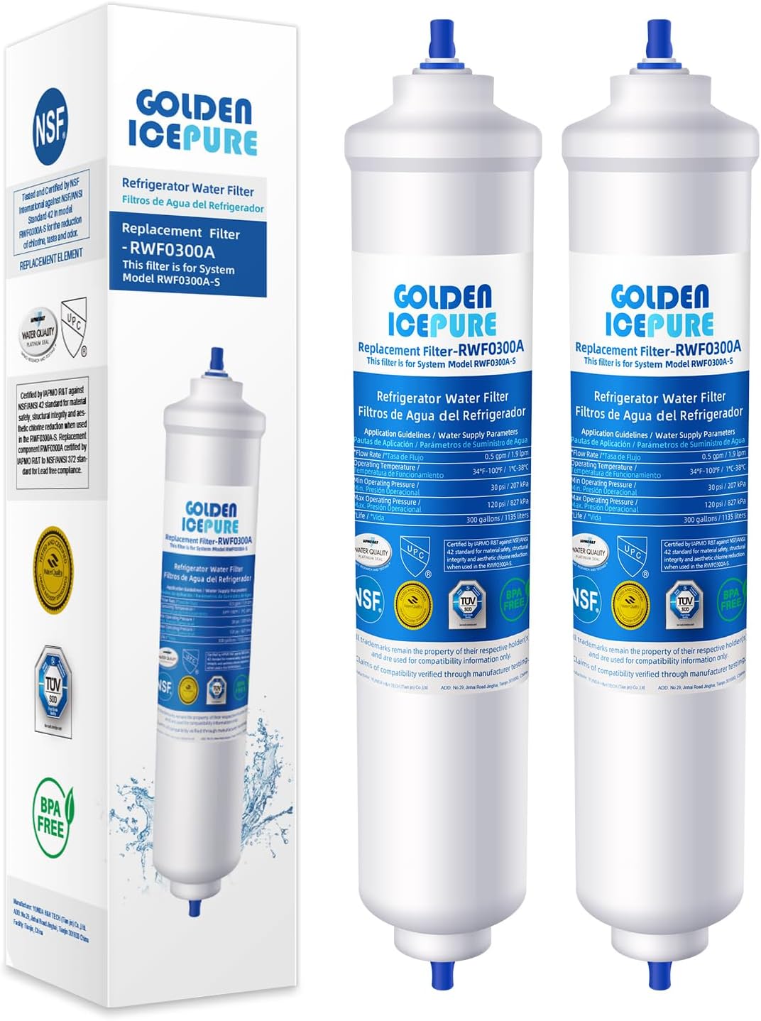 GOLDEN ICEPURE Refrigerator Water Filter Compatible with Samsung DA29-10105J, DA...