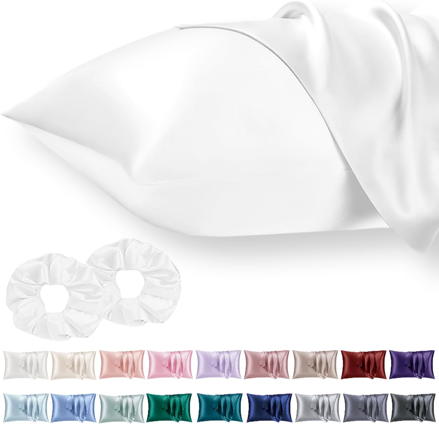 Vielit 2 Pack Satin Pillowcase for Hair and Skin Cooling,Soft as Silk Pillowcase...