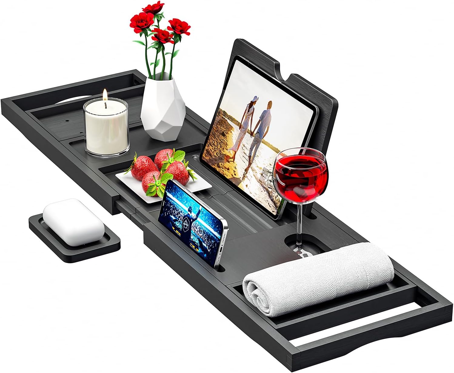 Luxury Premium Bathtub Tray Caddy, Expandable Bath Tray for Ultimate Comfort, Ad...