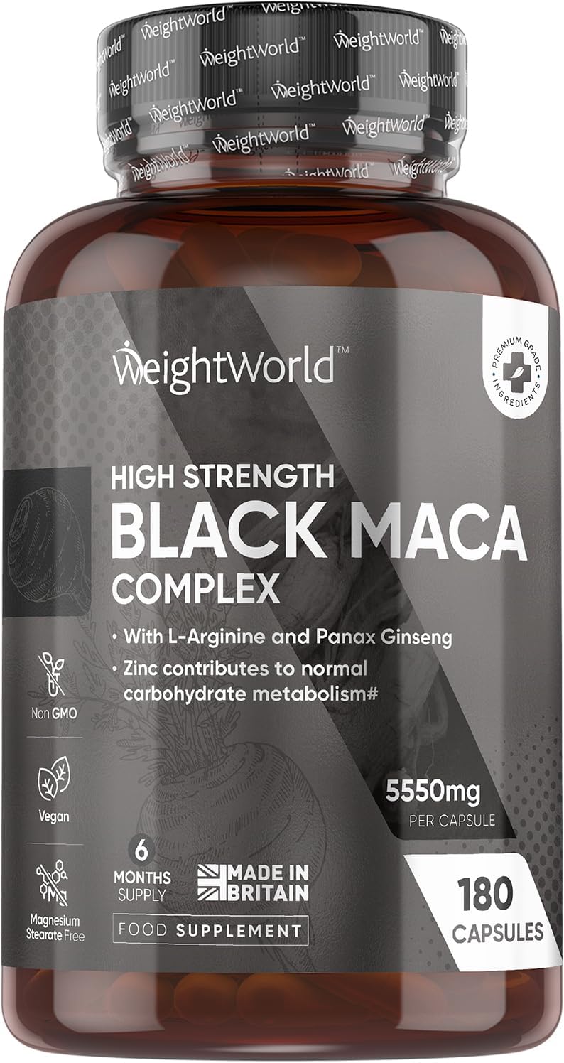 Maca Root Capsules 5550mg - 180 Capsules - 6 Months Supply - Black & Yellow Maca...