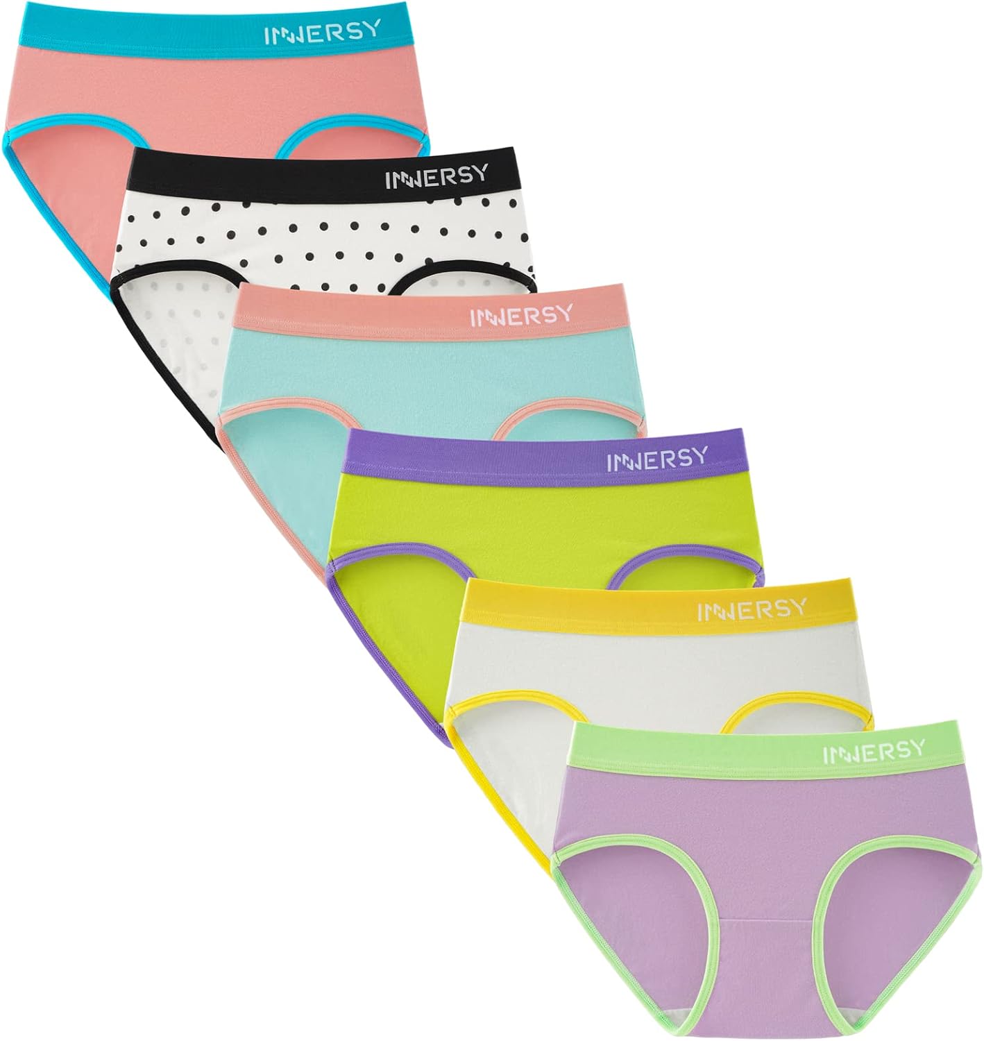 INNERSY Knickers for Teenage Girls Soft Cotton Underwear Sporty Waist Pants Comf...