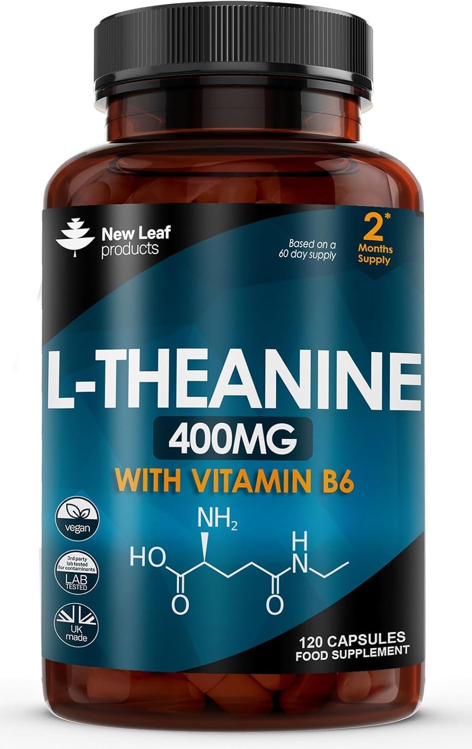 L Theanine Enriched with Vitamin B6 - High Strength L Theanine 400mg Natural Noo...