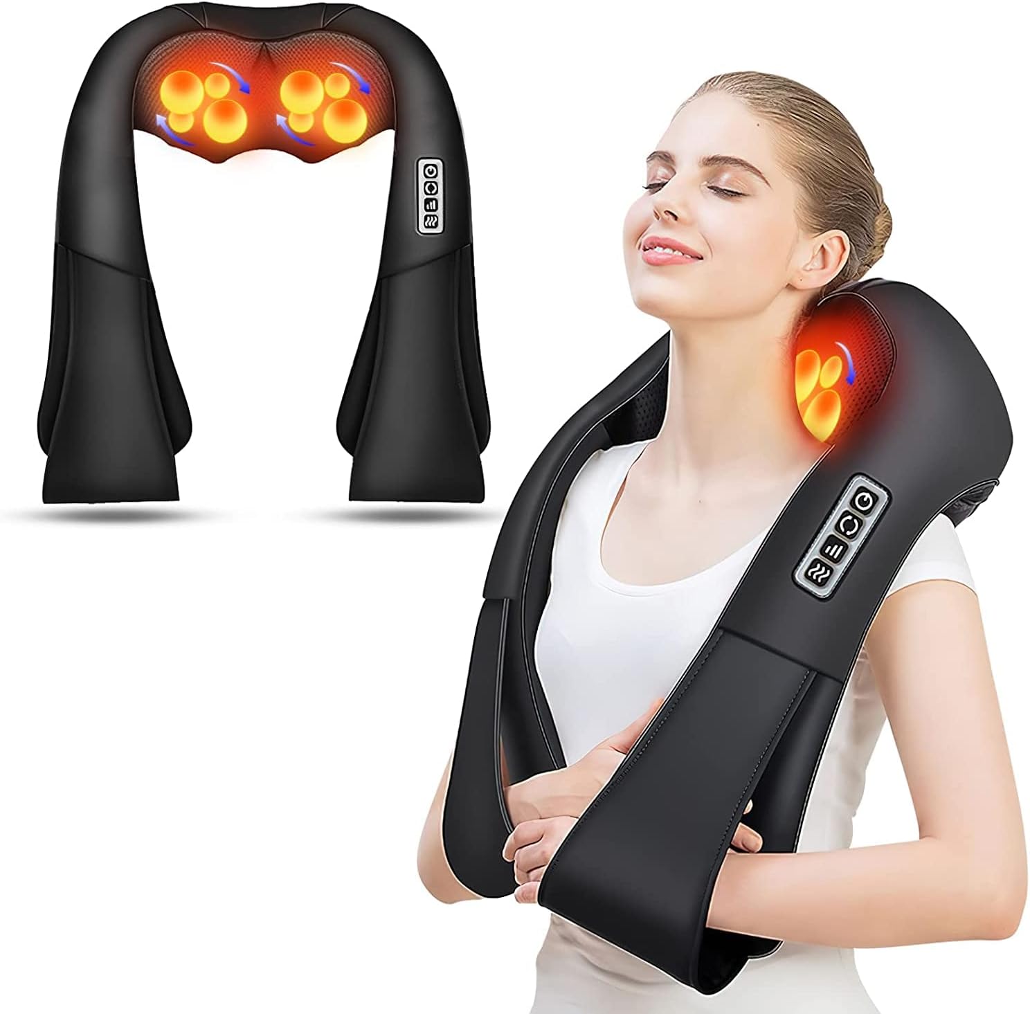 AERLANG Neck Massager,Shiatsu Neck and Back Massager with Heat, Deep Kneading Sh...