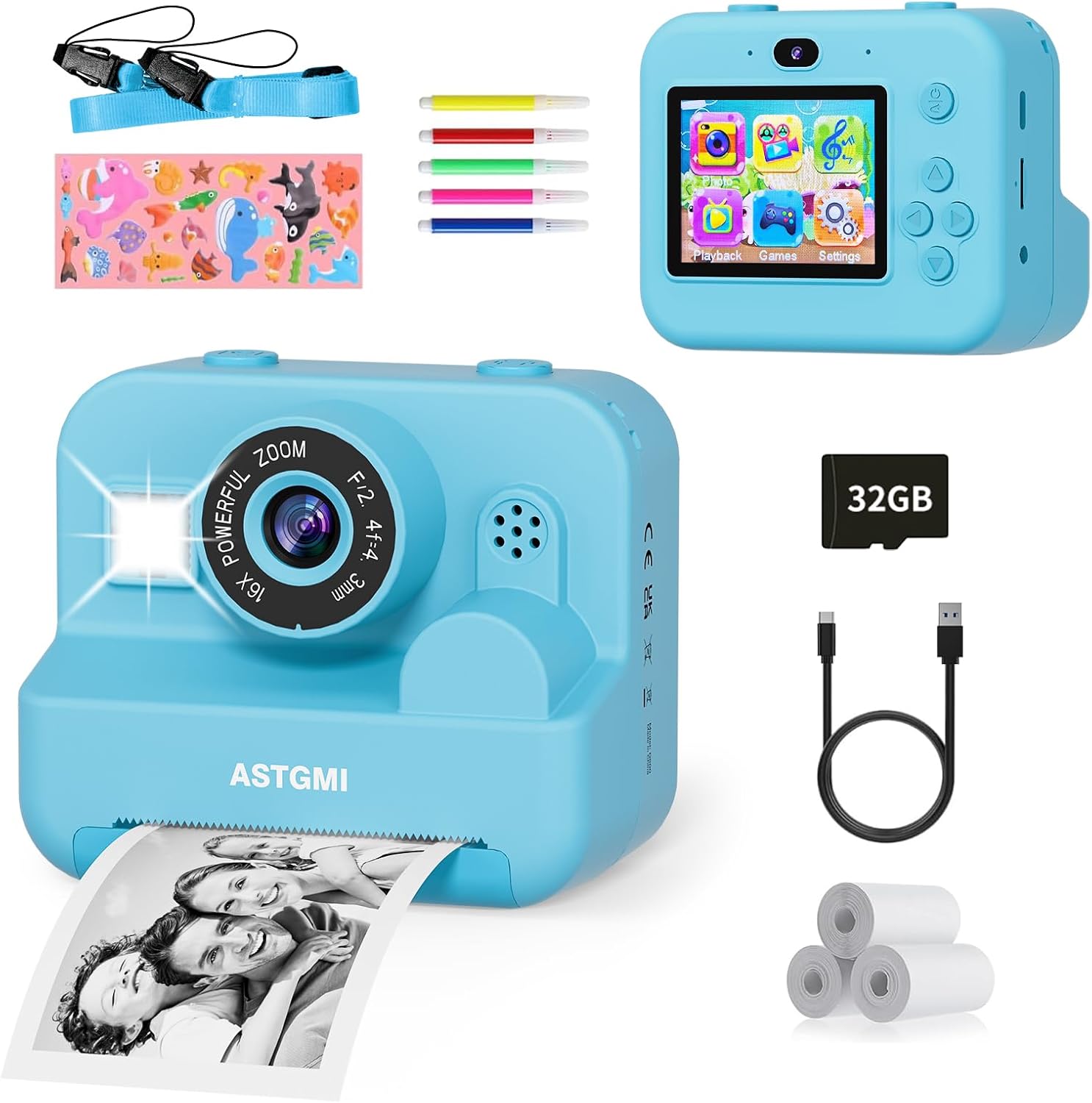 ASTGMI Kids Camera,Instant Print Selfie Camera for Kids,1080P HD Digital Camera...