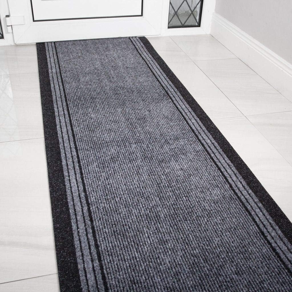 Rug House Grey Rubber Backed Hallway Runner, Special Very Long Narrow Rugs with...