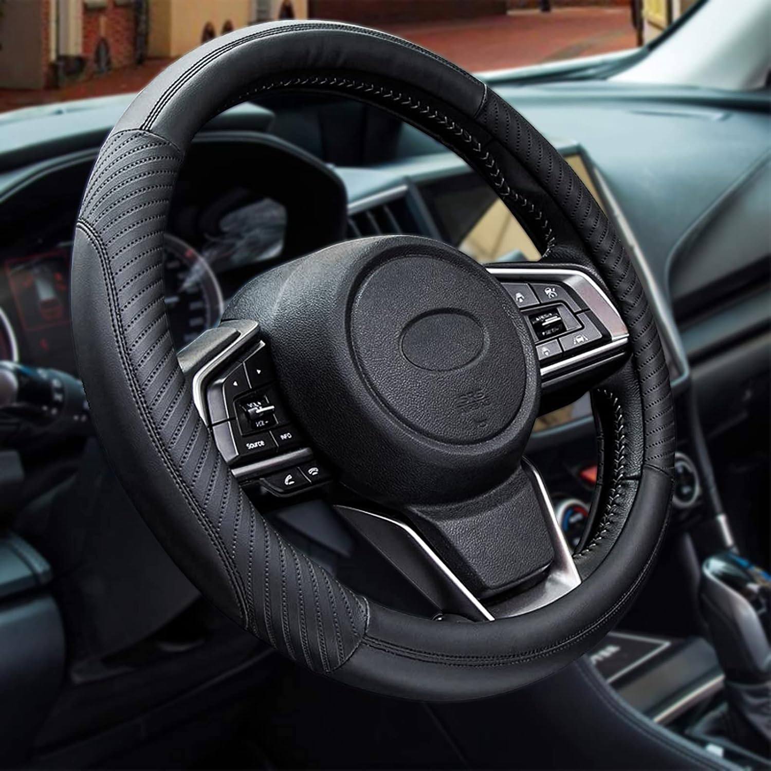 Car Steering Wheel Cover Leather - Soft Microfiber Steering Wheel Cover Universa...