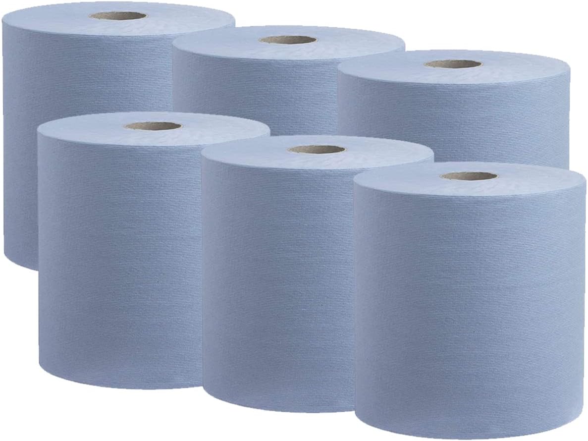 Straame - Blue Centrefeed Paper Tissue Rolls - Embossed Pattern Hand Towel - for...