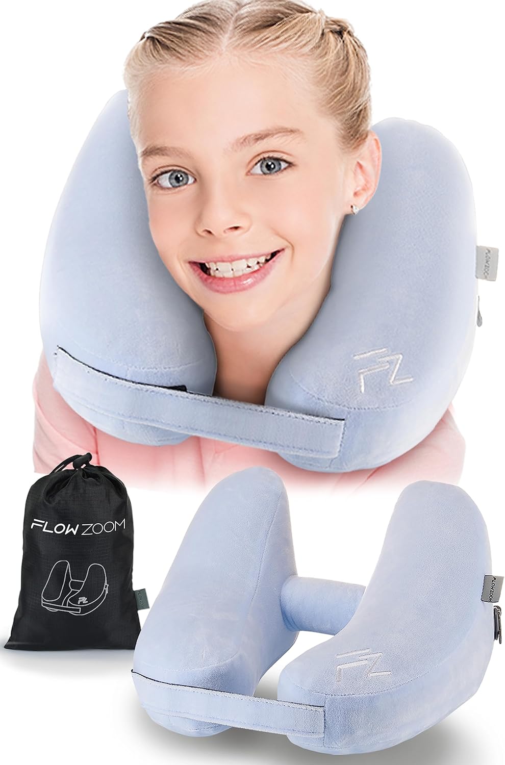 FLOWZOOM AIR Travel Pillow, Special Inflatable Travel Pillow for Kids, Comfortab...