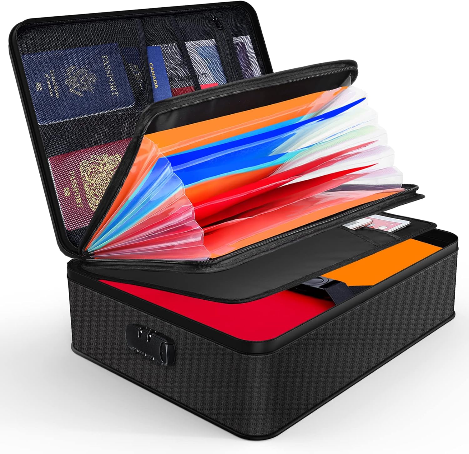 JUNDUN Fireproof Document Box, Waterproof and Fireproof Document Storage,Portabl...