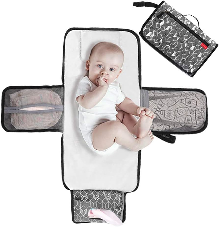 Lekebaby Portable Nappy Changing Mat Travel Baby Change Mat with Wipe-Pocket and...
