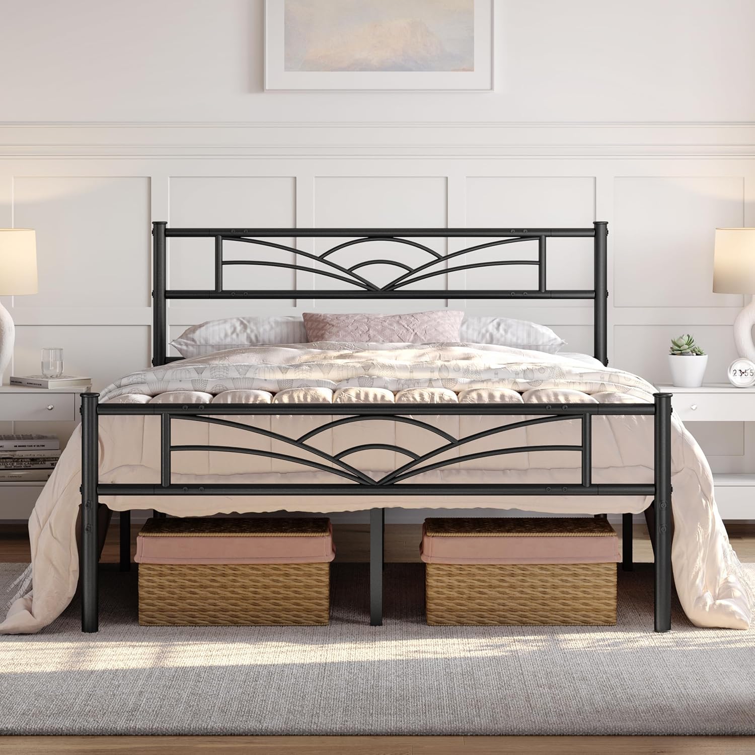 Premium Yaheetech 5ft King Bed, Special Solid Bed Frame with Cloud-inspired Desi...