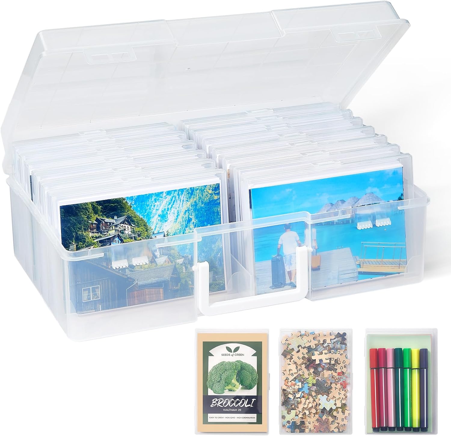 Lifewit Photo Storage Box 4x6 Photo Case, 14 Inner Photo Keeper, Clear Photo Box...