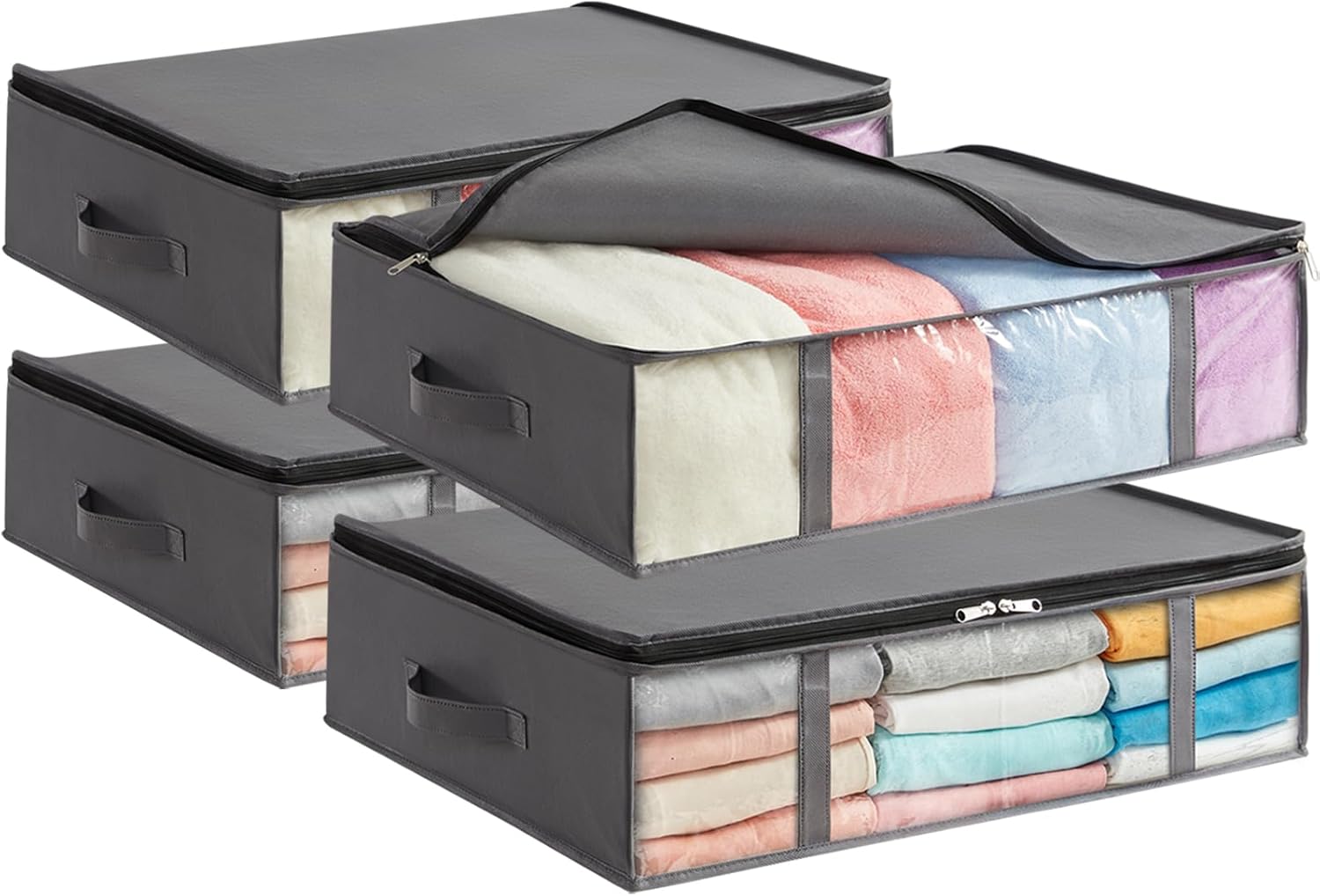 Lifewit 40L Under Bed Storage Containers 4 Pack, Foldable Clothing Storage Bags...