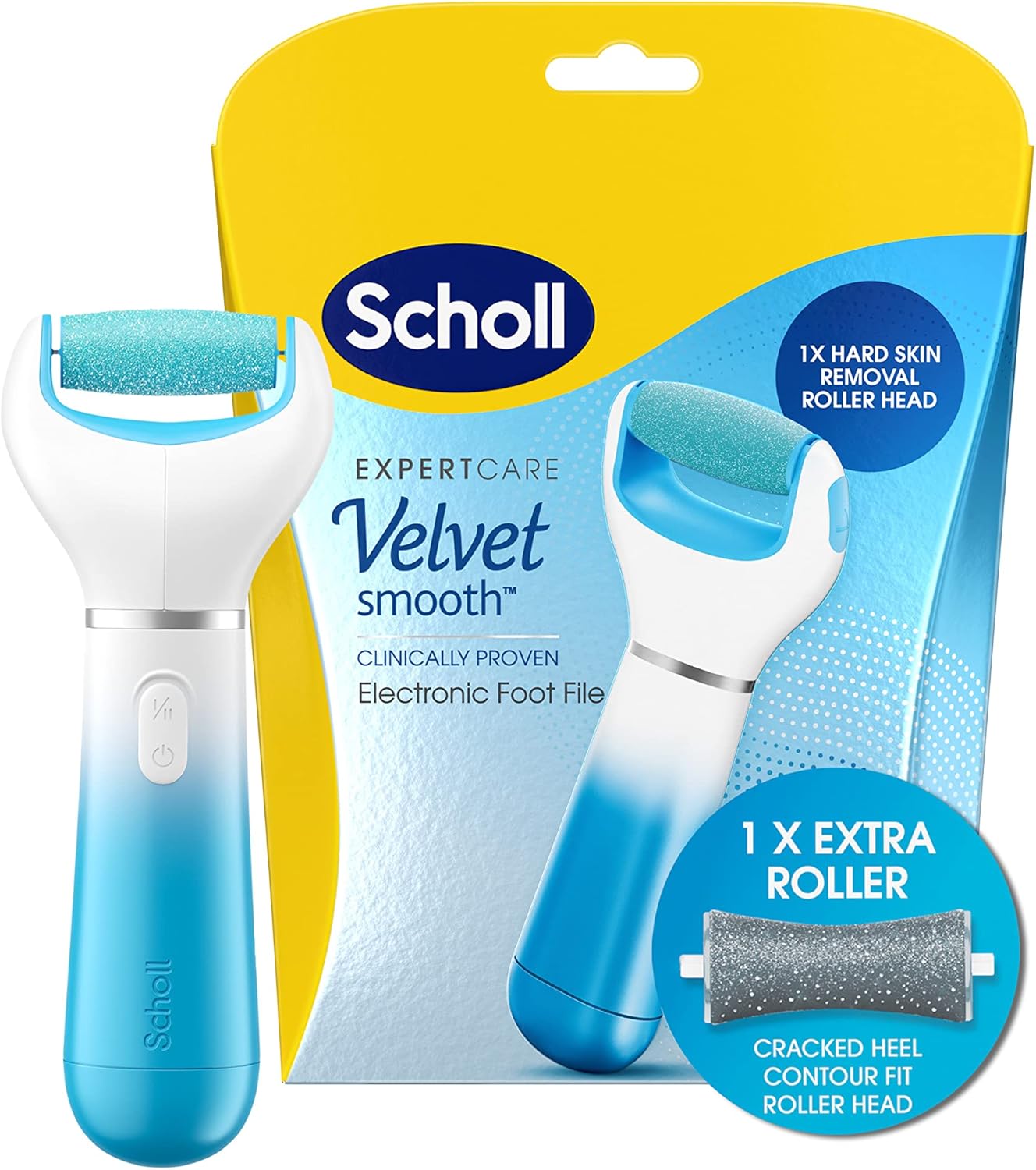 Scholl Velvet Smooth Electric Foot File with Cracked Heel Roller Refill - Pedicu...