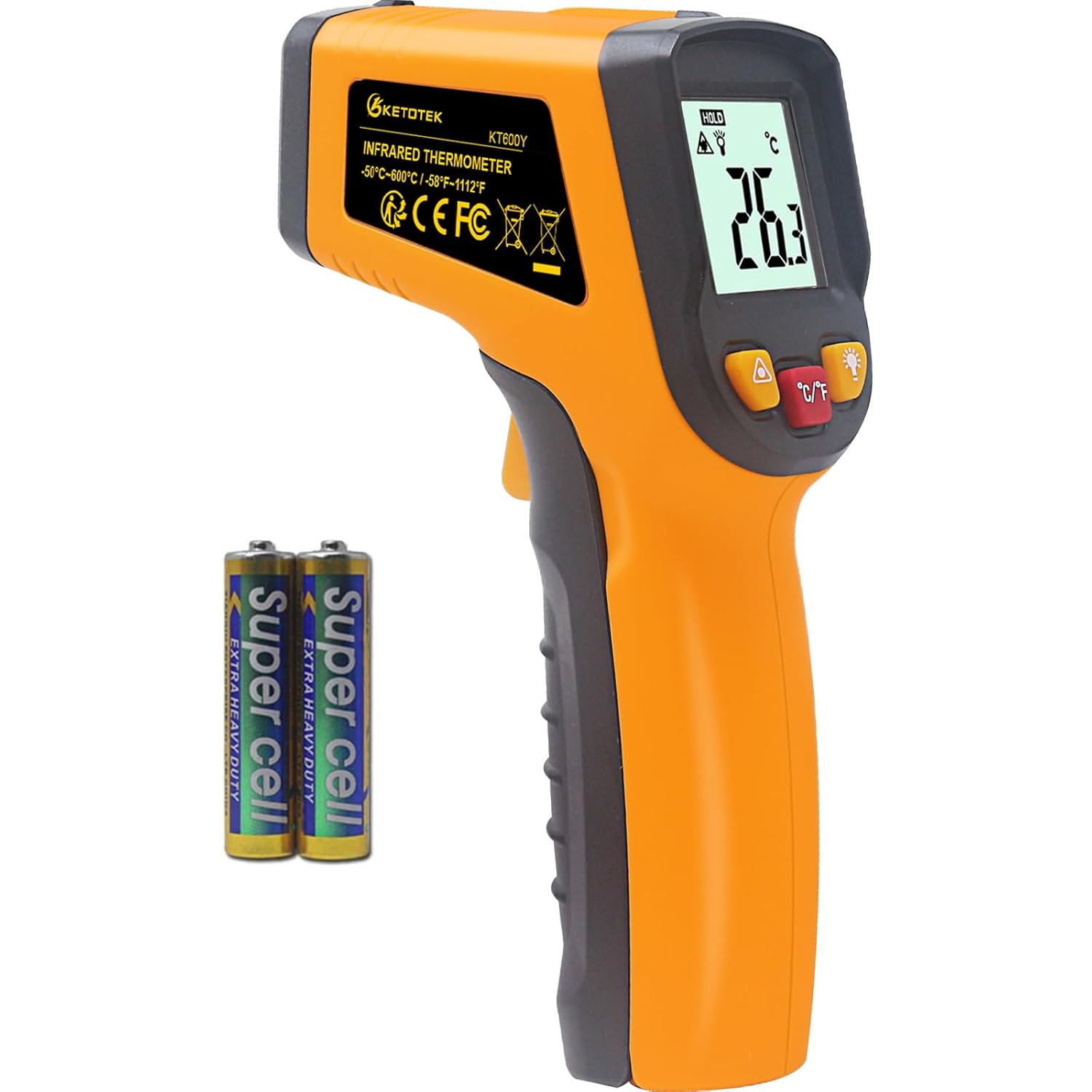 KETOTEK Laser Thermometer Gun Infrared Thermometer Digital Non Contact Food Ther...