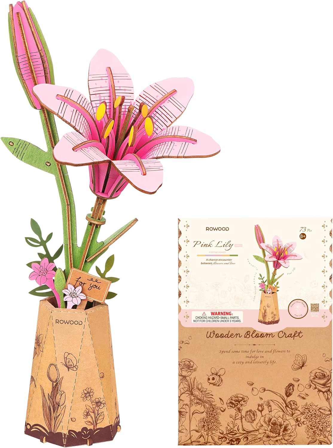 Unique Rowood 3D Puzzle, Innovative DIY Wooden Flower Model Kits, Creative Craft...