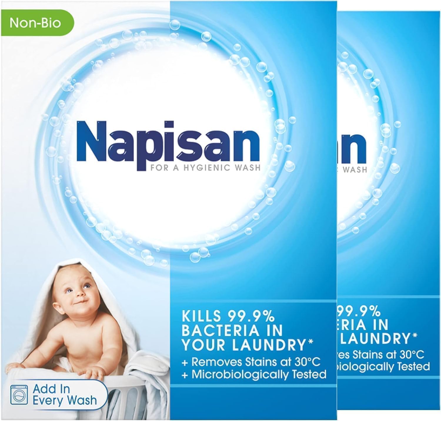 Napisan Non Bio Stain Remover Powder, 800g, Pack of 2, Kills 99.9% Bacteria in Y...