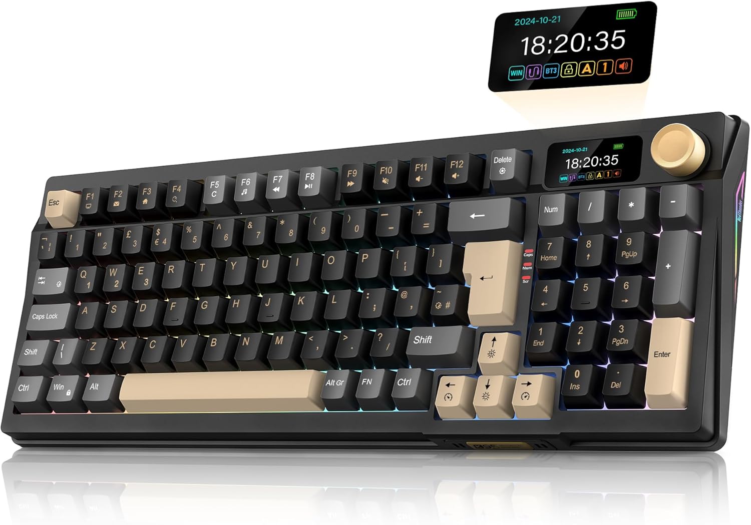 RedThunder K95 Wireless Mechanical Gaming Keyboard,w/Customizable Display & Knob...