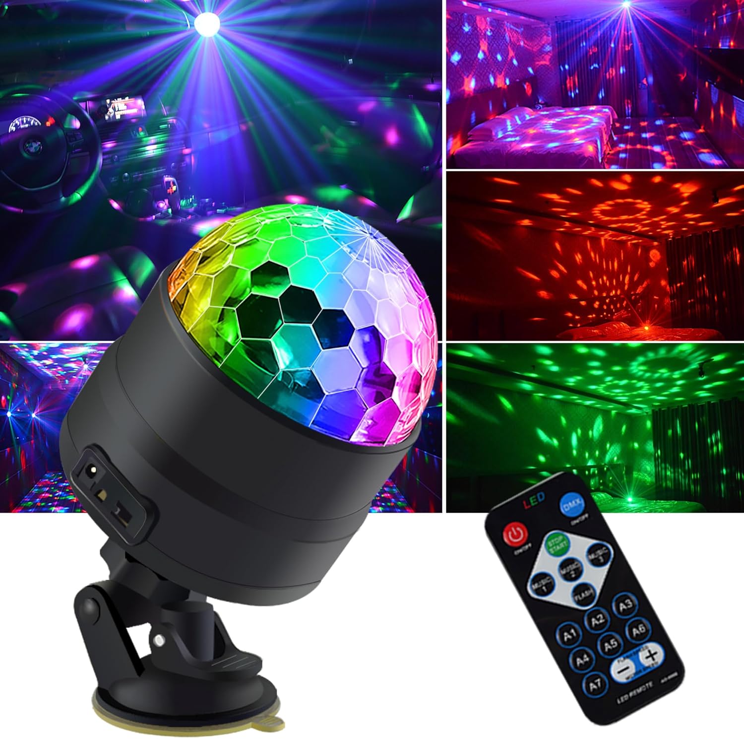 Disco Ball Light Party Lights dj Disco Lights, led Mini Colors Stage Lights Soun...