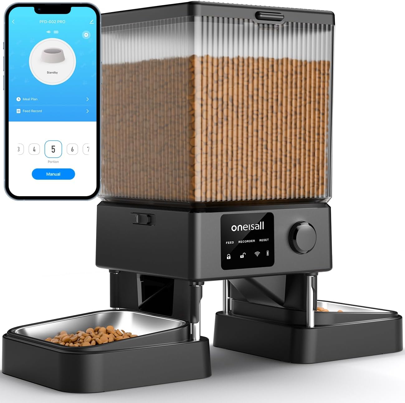 oneisall 5L Automatic Cat Feeder with App Control, 5G /2.4G WiFi Auto Cat Feeder...