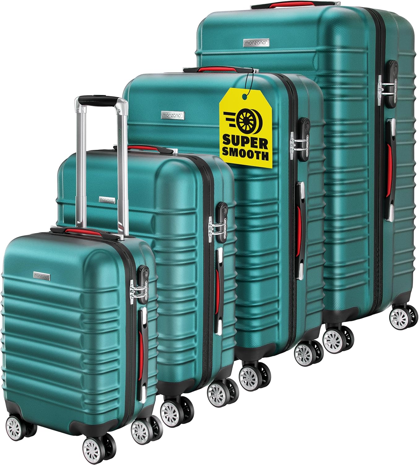 Monzana® Travel Suitcase Set, Special 4 Piece ABS Hard Shell Luggage, Innovative...