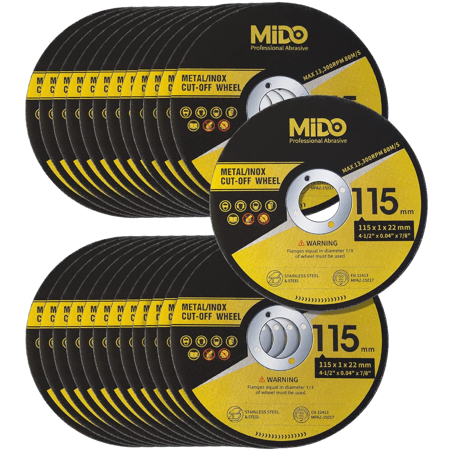 MIDO Professional Abrasive Cutting Discs 25 Packs 115 mm Ultra Thin 1 mm Metal C...