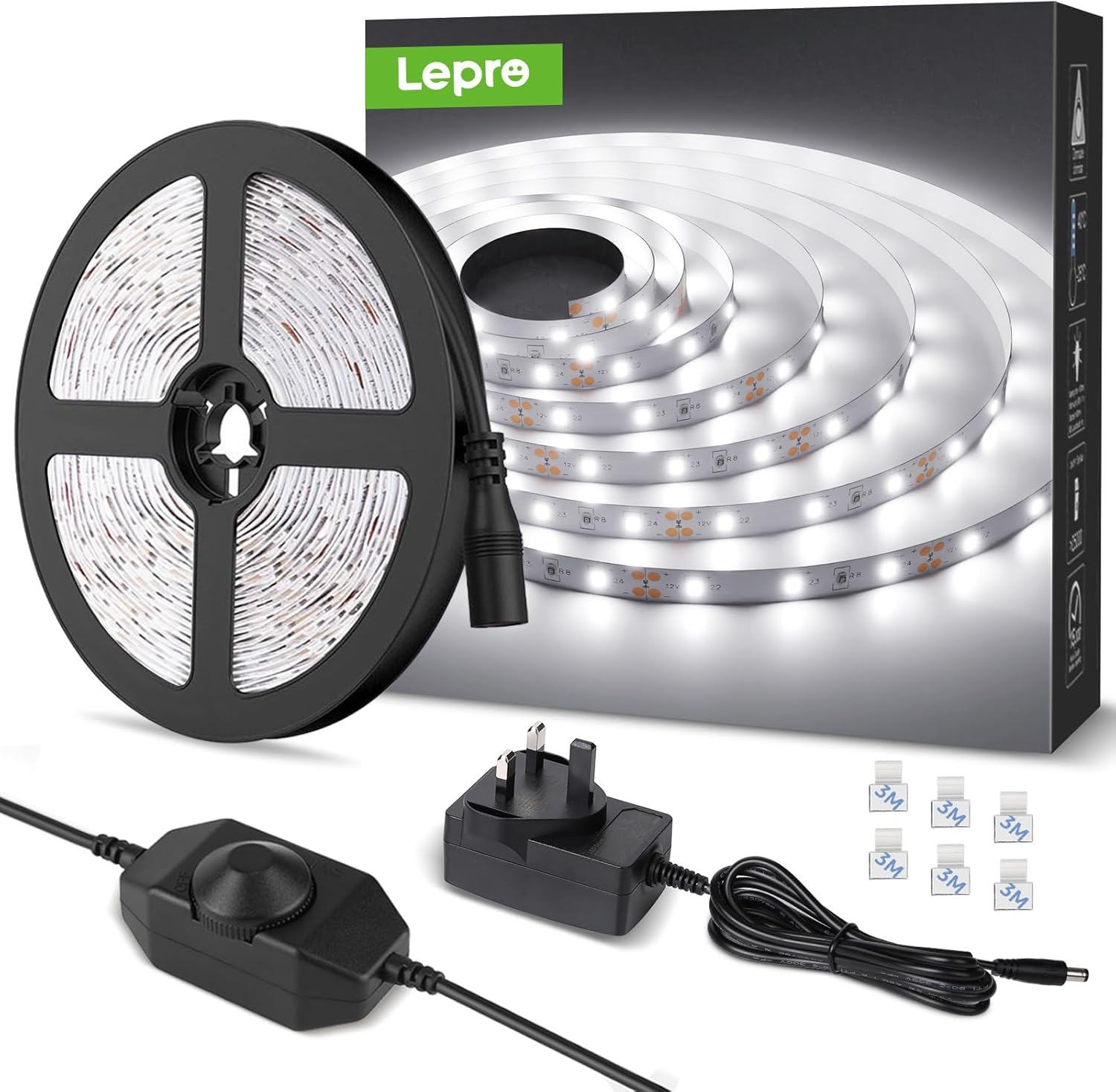 Lepro LED Strip Light White 5M 300 LEDs, 1650lm Di...