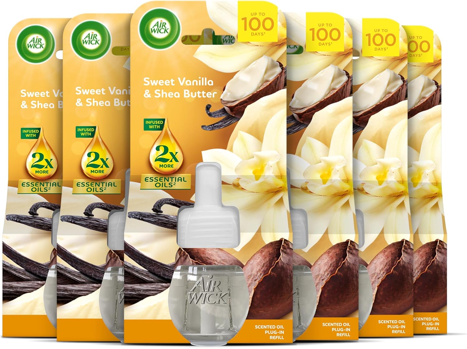 Air Wick Plug in Diffuser Refill, White Vanilla Bean, Pack 6 x 19ml, Long Lastin...
